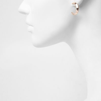 Rose gold tone moon stud earrings